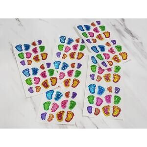 9 ModVintage Sandylion‎ Prismatic Foil Colorful Feet Footprints Foot Stickers